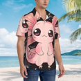 thumbnail image 3 of Rateoe Cute Axolotl Sakura Blossoms B Pattern Men’s Hawaiian Shirt – Short Sleeve Button-Down Tropical Beach Shirt, Lightweight & Breathable Casual Aloha Shirt with Pocket,, 3 of 7