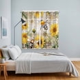 thumbnail image 4 of Sunflower Kitchen Curtains 84 Inch Length, Vintage Summer Bee Botanical Farmhouse Grommet Top Bedroom Living Room Curtains, Light Filtering Cafe Curtain Drapes 2 Panels Set 104''x84'', 4 of 9
