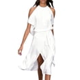 thumbnail image 1 of B91xZ Robes Maxi Sans Manches pour Femmes, Robe Plissée à Col Rond Sans Manches, Blanc TG, 1 of 5
