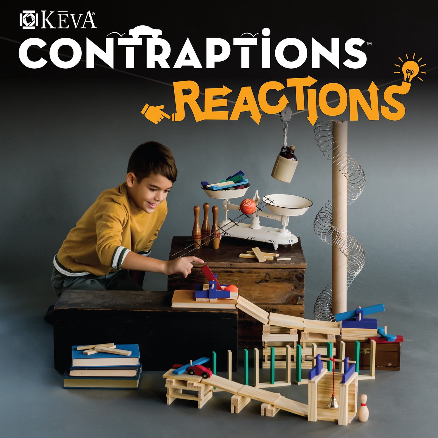 MindWare KEVA Contraptions Reactions Planks Building Toy, 178 KEVA Building Planks (191 Piece Set), Free-Form Wood Building Set for Kids to Create Their Own Ball Maze