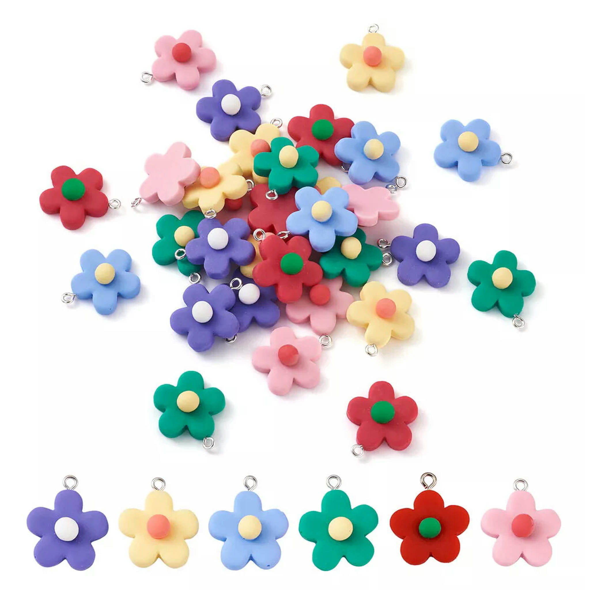 U8MO 120pcs Resin Flower Pendants Cute Dangle Charms Earring Jewelry Making 23~24mm
