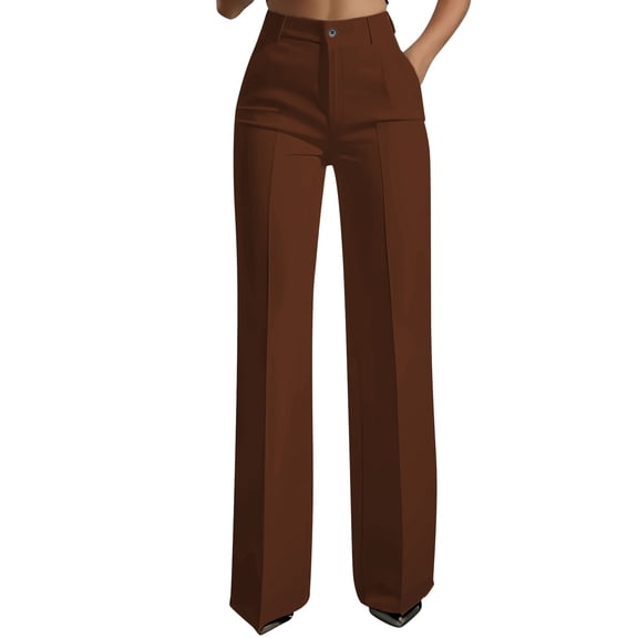 Women's Straight Wide Leg Suit Trousers Business Dressy Pant Relaxed Fit High Waisted Pants Solid Classic Trouser Spring Summer Office Work Bottom 2026 Trendy Cozy Outfits