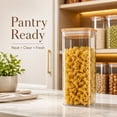 thumbnail image 3 of Glass Spaghetti Pasta Storage Containers, 3 Pack 2.2Qt Square Airtight Glass Jars, Clear Sealed Canisters for Flour Cereal Beans Pantry Organization, 3 of 7