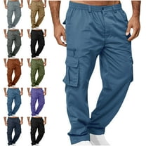 Lenago Mens Cargo Pants Multiple Zipper Button Pockets Outdoor Straight Type Fitness Pants Cargo Pants Lightweight Work Hiking Pants, Outdoor Apparel Trousers Cargo Pants for Boys