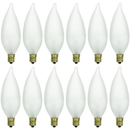 Pack Of 12 40 Watt Cff Candelabra Base Frosted Flame Tip Shaped Pack Of 12 40 Watt Cff Candelabra Base Frosted Flame Tip Shaped Incandescent Chandelier Light Bulb