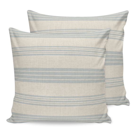 Pillow Covers 20x20 Set of 2, Blue Vertical Stripes Throw Pillow Covers Decorative Couch Cushion Cover, Modern Simple Geometric Art Beige Microfiber Soft Pillowcases for Bedroom Living Room Sofa