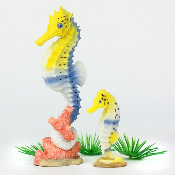HEALEEP 2Pcs Sea Horse Model Set Assorted Color Plastic Educational Toy for Kids Playtime 1.4x1x2.4in 1.8x1.7x4.7in