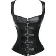 thumbnail image 4 of VASLANDA Womens Sexy PU Steampunk Corset Faux Leather Buckle Zipper Bustier Top Plus Size, 4 of 7