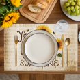 thumbnail image 4 of Sunflowers Placemats Set of 12, Vintage Bee You Are My Sunshine Beige Placemats for Dining Table, Place Mats for Kitchen Tabletop, Waterproof Wipeable Dining Table Mats Set, 4 of 9