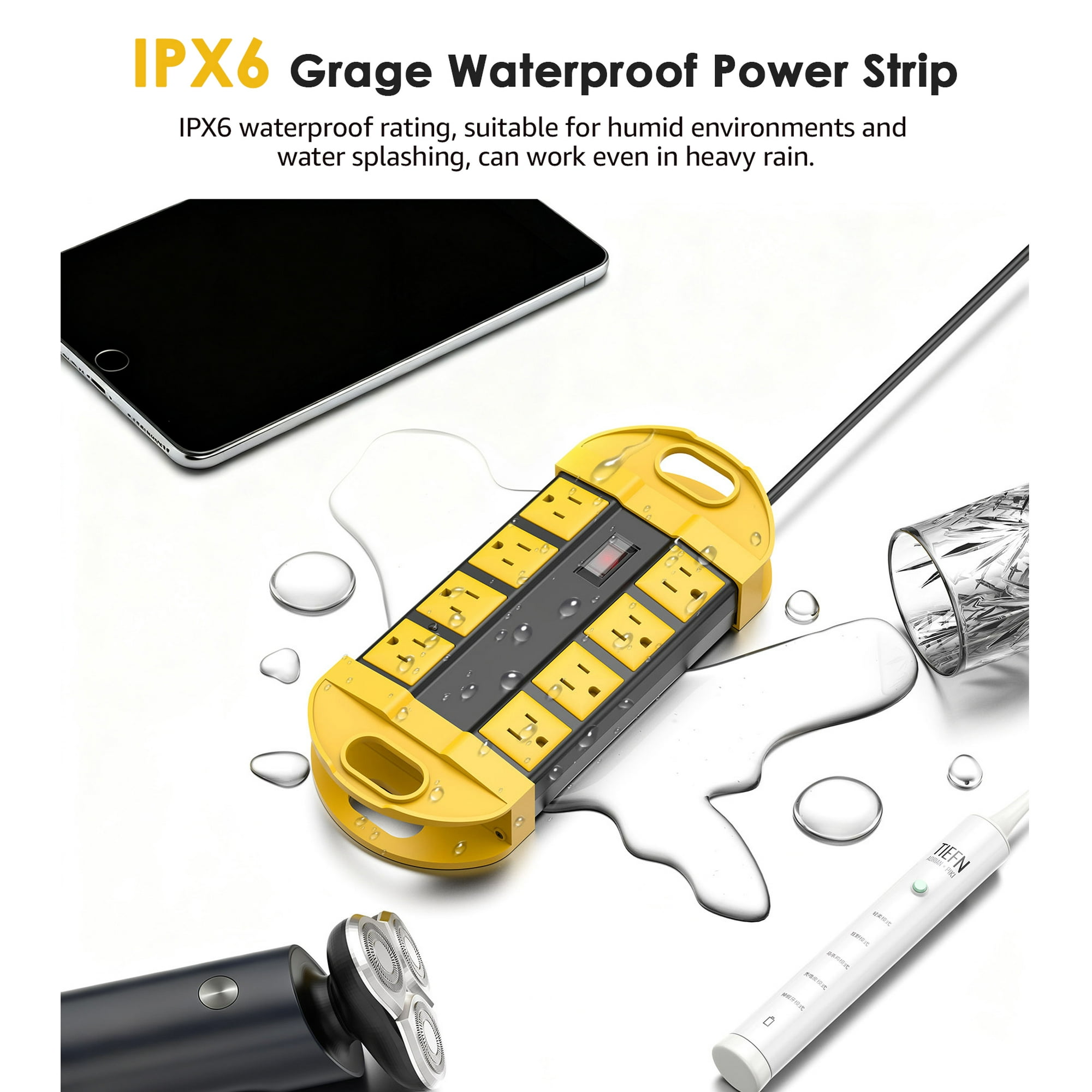 VILONG Outdoor Waterproof Power Strip, 8-Outlet with 6-Foot Cord photo 7