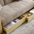 thumbnail image 4 of Convertible Sleeper Sofa Couch,Multifunctional Double Folding Sofa Bed,Storage Ottoman and Sofa Arm with Box and Drawer, Drop Down Table with 2Cup Holders for Living Room,Apartment,Light Brown, 4 of 8