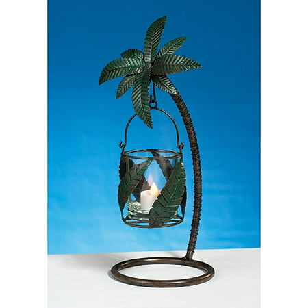 2 Palm Tree Candle Holders - Metal Palm Tree Candle Holder
