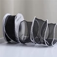 thumbnail image 2 of Nvzi 40mm Width Pearl Edge Silk Organza Ribbon Lace Material Ribbon for Hair Ornament Sewing Fabric Clothing Decor Handmade Supplies (Color : Black, Size : Length 4.5m), 2 of 5