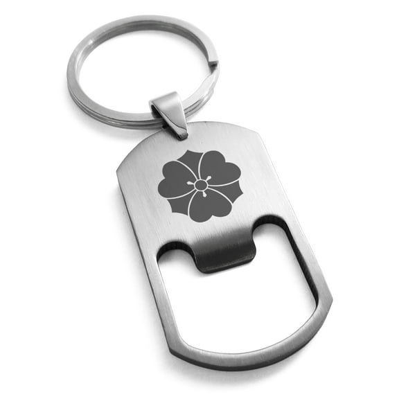 Stainless Steel Sakai Samurai Crest Engraved Bottle Opener Dog Tag Keychain Keyring