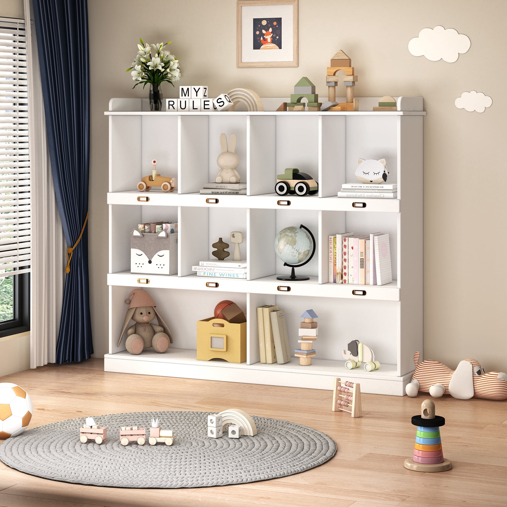 Entryway Shoe Cabinet with Doors & Adjustable Shelves, Shoe Storage Organizer, White