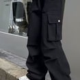 thumbnail image 5 of Dagugfen Cargo Pants for Teens Elastic Waist Loose Fitted Full Length Pants Casual Daily Wear Street Fashion Pants with Multi Pockets(10-11Years,Black), 5 of 7