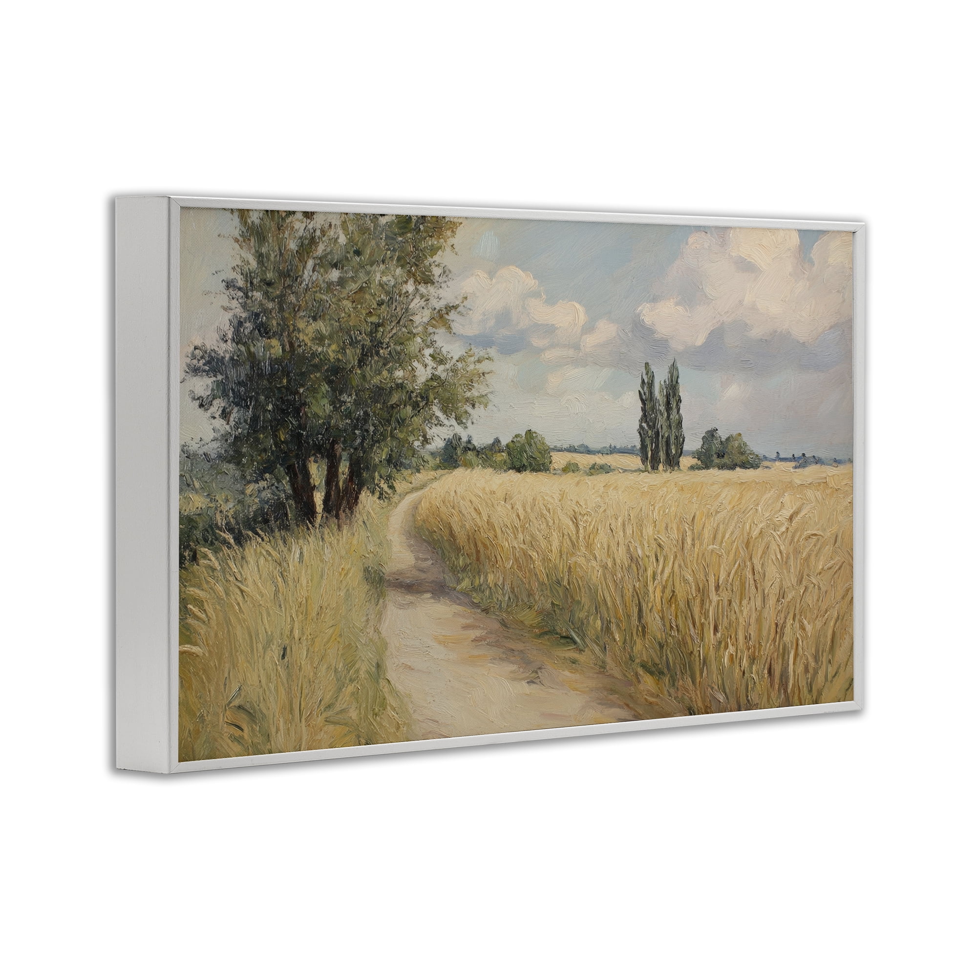 Stupell Industries Quiet Path Through Wheat White Framed Giclee Art, design by Petal Prints Design