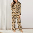 thumbnail image 2 of KLL Cute Puppy Print Women's Long Sleeve Pajamas with Pants Sleepwear Loungewear 2 Set-X-Large, 2 of 7