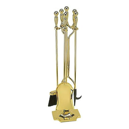 Minuteman International Polished Brass Plated Fireplace Tool Set