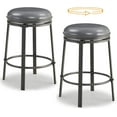 thumbnail image 1 of OUllUO Bar Stools Set of 2, Swivel Bar Stools, Counter Height Stools, Stools for Kitchen Counter, 25 Inch Metal Counter Stools, Grey PU Leather Stools, Industrial Kitchen Stools for Island, 1 of 9