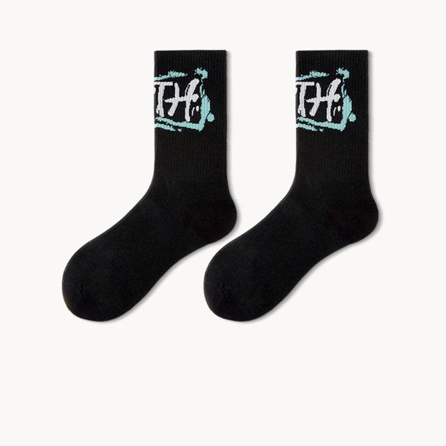 RXIRUCGD Chaussettes Unisexes en Maille Mi-Longues Chaussettes Graffiti Personnalité Sport Tendance (5 Paires)
