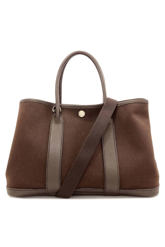Pre-Owned Hermes Garden Party TPM Tote Bag, Silver Hardware, Toile Officier, Women's