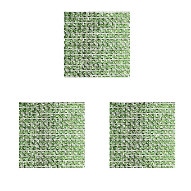 Naiovety Cinta de diamantes de imitación de cristal, pegamento trasero brillante, accesorios de ropa, hoja adhesiva, suministros para el hogar, verde claro 6 cinta de doble cara 3piezas