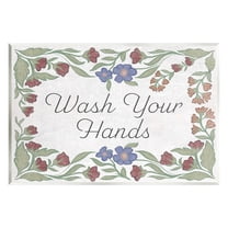 Stupell Industries Floral Wash Hands Phrase Typography Painting Unframed Art Print Wall Art, 19 x 13
