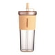 thumbnail image 1 of Vaso de viaje acrílico de 700 ml con tapa y pajita. Vasos reutilizables de plástico con doble pared aislante. Transparentes., 1 of 6