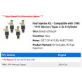 thumbnail image 2 of Fuel Injector Kit - Compatible with 1988 - 1991 Mercury Topaz 2.3L 4-Cylinder 1989 1990, 2 of 2