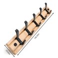 thumbnail image 2 of LFhope Coat Rack Wall Mount With Movable 5 Metal Hooks, Wooden Coat Rack Farmhouse Coat Hangers for Coat Hat Towel Purse Robes Mudroom Bathroom Entryway, 2 of 5
