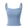 thumbnail image 4 of Women's Tank Tops with Built in Bras Ribbed Square Neck Sleeveless Vest Casual Fitness Workout Running Shirts, 4 of 7