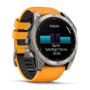 Garmin Fenix 8 - 51 mm, AMOLED Multisport GPS Smartwatch, Sapphire, Titanium with Spark Orange/Graphite Silicone Band, Built-in LED Flashlight with Wearable4U Power Bank Bundle