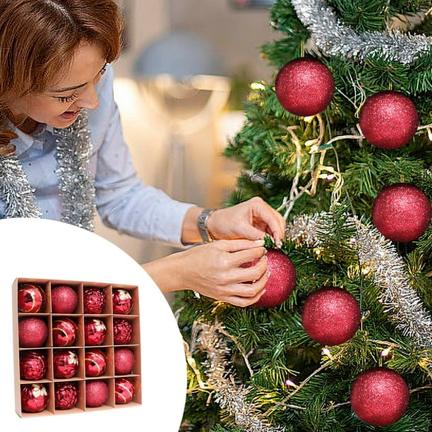 Bola de Navidad Ornaments Adornos de Árbol Navideño, 16 piezas, decoración de Navidad, boda, fiesta, fieltro, lujo, decoración de hotel, para dormitorio, resistente, metal, redondo, 5