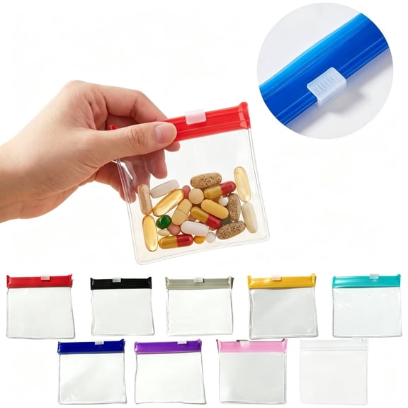 Self-Sealing Zipper Medicine Bags,Reusable Pill Pouch Bags Travel Plastic Bags with Slide Lock for Storage, Water-Resistant Pill Pouch Set for Medicine Vitamins Small Items Daily Use (Yellow1pc)