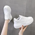 thumbnail image 4 of Women's White Platform Sneakers, Lace-Up Height Increasing Casual Skate Shoes for Daily Wear, 4 of 7