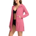 thumbnail image 4 of Women's UPF 50+ Swim Cover Up Sun Protection Hoodie Zip Long Jacket SPF Lightweight Beach Cover Ups with Pockets Watermelon Red S, 4 of 5
