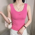 thumbnail image 6 of TKLPEHG Women's Fitted Tank Tops Casual Shirts Sleeveless Fashion Slim Tank Top Crew Neck Solid Color Tshirt Summer (Hot Pink,Free Size), 6 of 6