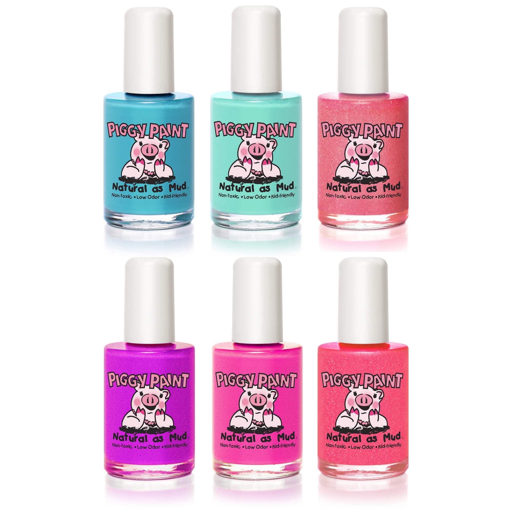 Piggy Paint Happy Girl Gift Set, 6 full-size 0.5 oz. Non-toxic Kids Nail Polish