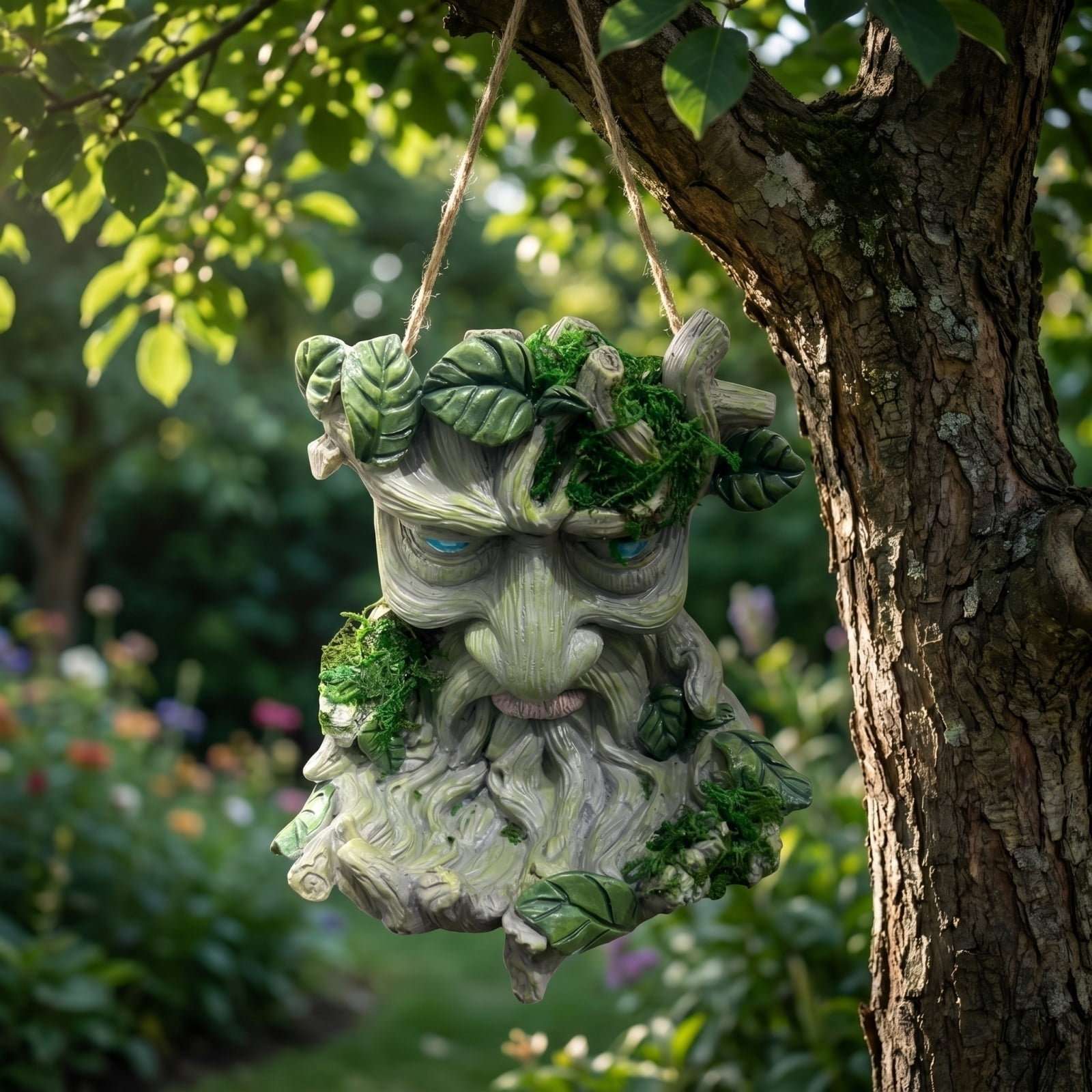 Tree Spirit Bird Feeder Outdoor Garden Decorative Feeding Station for Birds with Unique Design Attractive to Wildlife Perfect for Backyard Patio Balcony Yard 1pc Green White Plastic