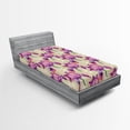 thumbnail image 2 of Ambesonne Iris Flowers Fitted Sheet, Detailed Petal Pattern, Twin Size, Pale Khaki and Purple, 2 of 5