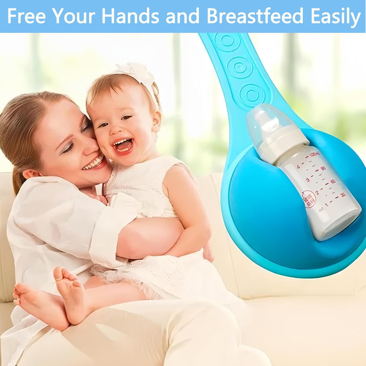 Baby Bottle Holder Hands Free Anti-Shedding Anti-Slip Soft Silicone Orange