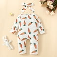 thumbnail image 5 of Otqutp Spring Clothing for Toddler Baby Girls Easter Outfit Romper Easter Long Sleeve Carrot Bunny Print Zip Up Bodysuit, 5 of 9