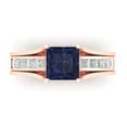 thumbnail image 2 of 2.28 ct Brilliant Princess Cut Blue Sapphire 14k Rose Gold Solitaire with Accents Engagement Bridal Wedding Ring Band Set size 11, 2 of 7