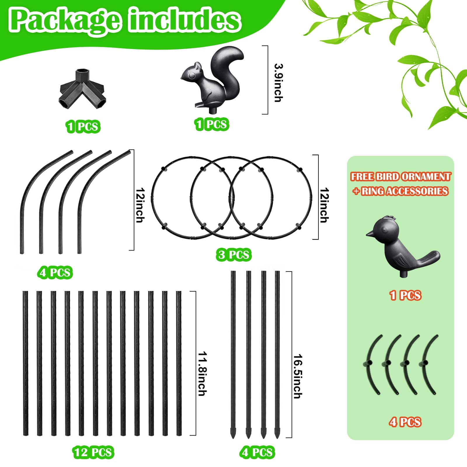 4.26ft Adjustable Metal Garden Trellis for Climbing Plants - Rustproof PE Coated Metal Plant Cages,indoor/Outdoor Plant Support for Roses, Vines, Vegetables