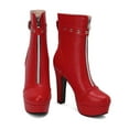 thumbnail image 6 of YLYL Women Ankle Boots with Zipper Buckle Strap Round Toe Chunky High Heel Fashion Chelsea Boots, 6 of 9