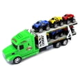 thumbnail image 3 of Animal World Truck Trailer Children's Friction Toy Transporter Truck Ready To Run 1:24 Scale w/ 6 Toy Trucks (Colors May Vary), 3 of 4