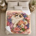 thumbnail image 5 of Ragdoll Cat Floral Bouquet Fireplace Nook Whimsical, Playful Pet Portrait Pattern, Warm Flannel Blanket for Living Room and Bedroom, Cat Lovers Thanksgiving Gift, Pet Lover Home Decor, 5 of 9