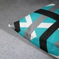 thumbnail image 3 of Set of 2 Throw Pillow Cover Turquoise Black Stripes Grey White Design Retro Teal Decorative Pillow Case Striped Home Decor Square 20x20 Inch Cushion Pillowcase, 3 of 6