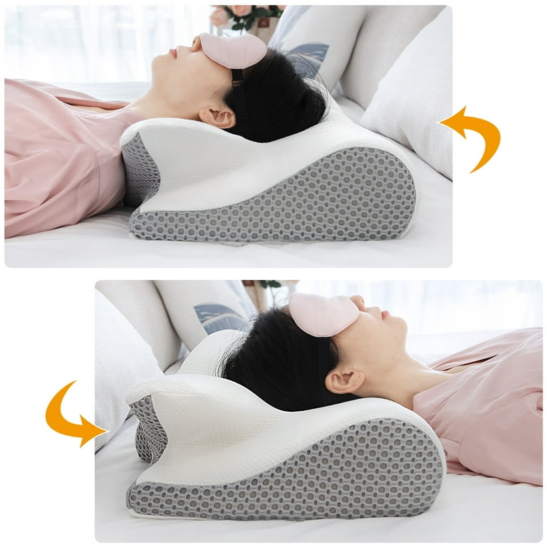 Fuloon Contour Memory Foam Cervical Pillow Ergonomic Orthopedic Neck Pain  Pillow for Side Back Stomach Sleeper Remedial Pillows